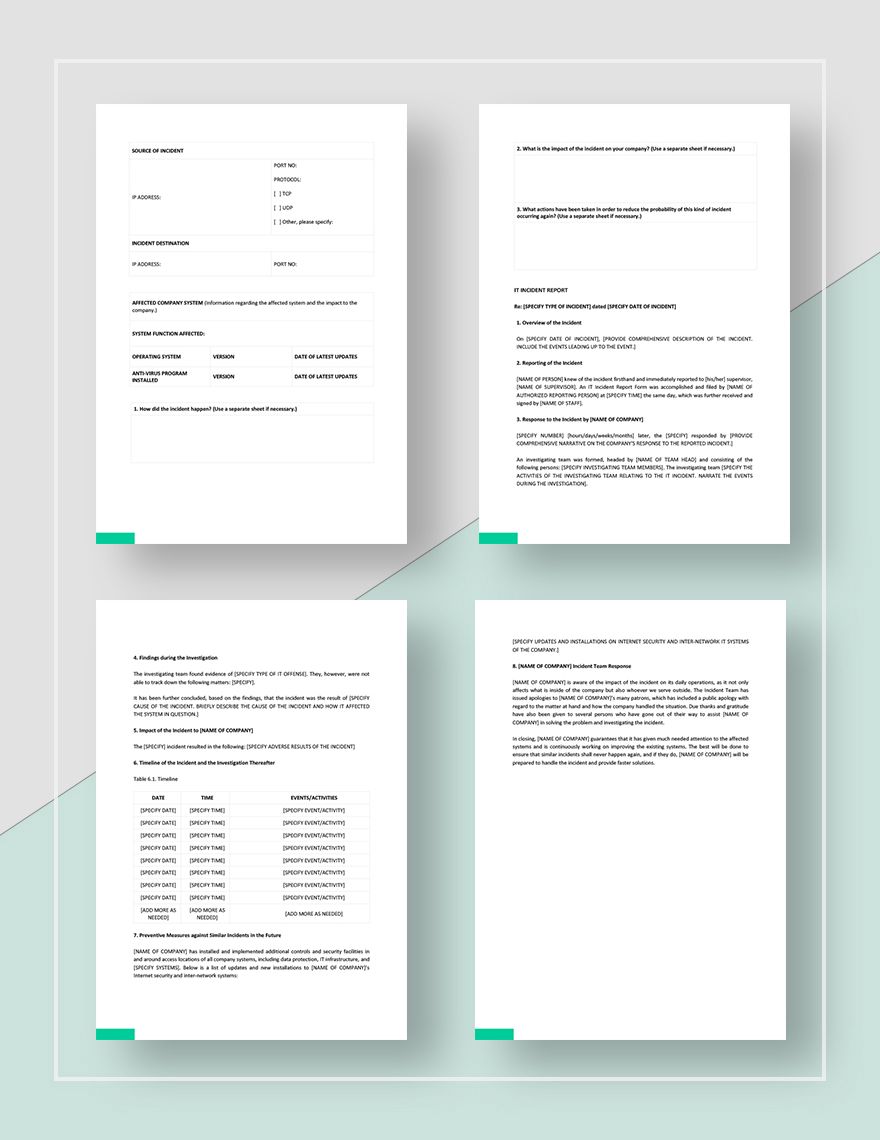 IT Incident Report Template - Google Docs, Word, Apple Pages | Template.net