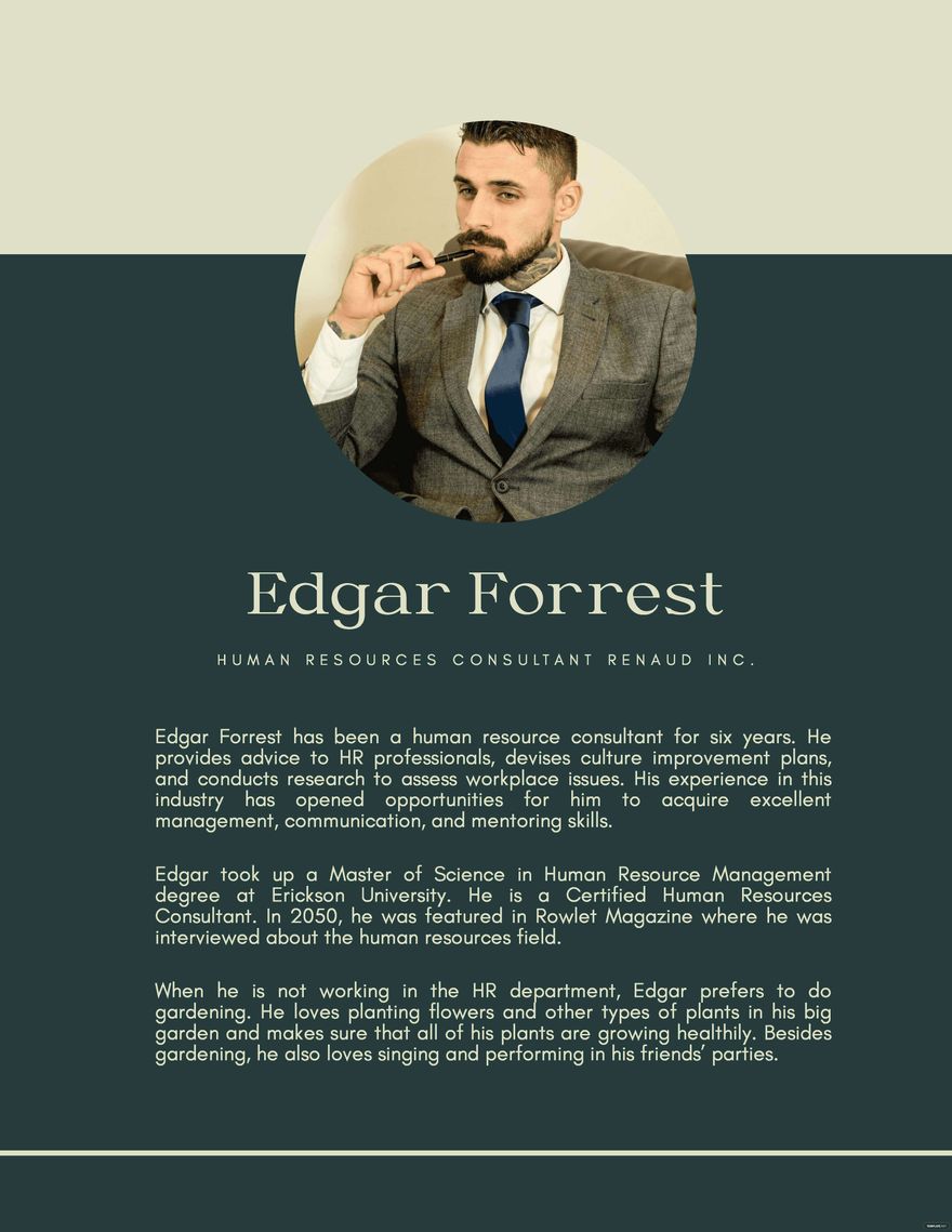 Professional Bio Template For Consultant in Word