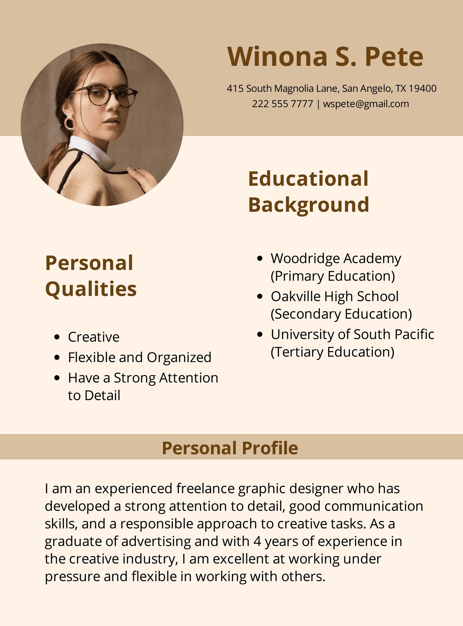 Resume Self Introduction Template