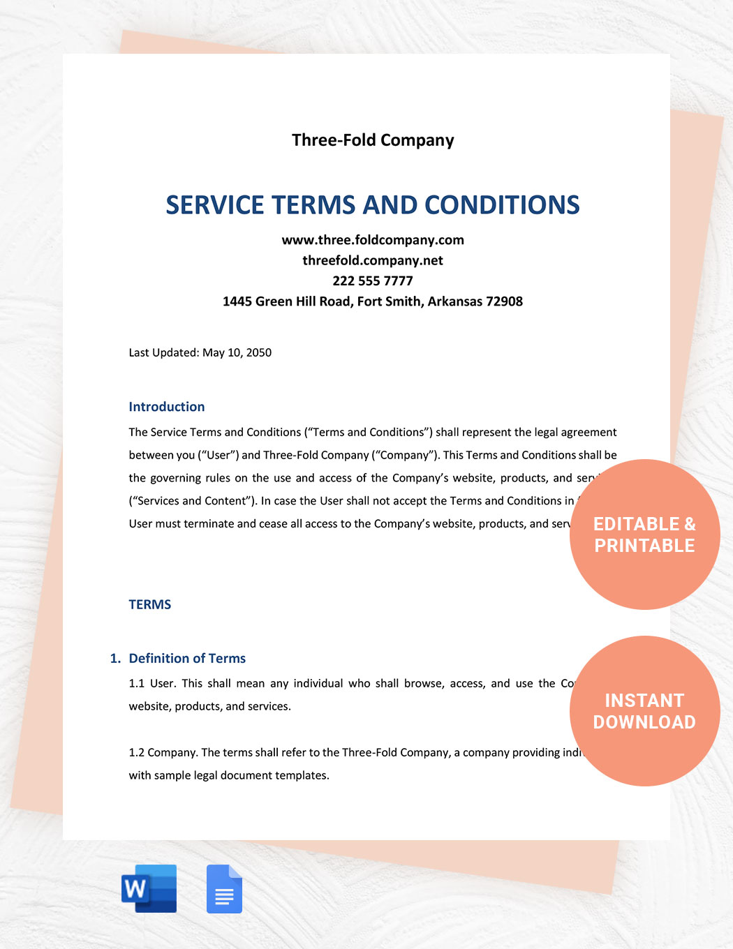 Service Terms And Conditions Template in Word - Download | Template.net