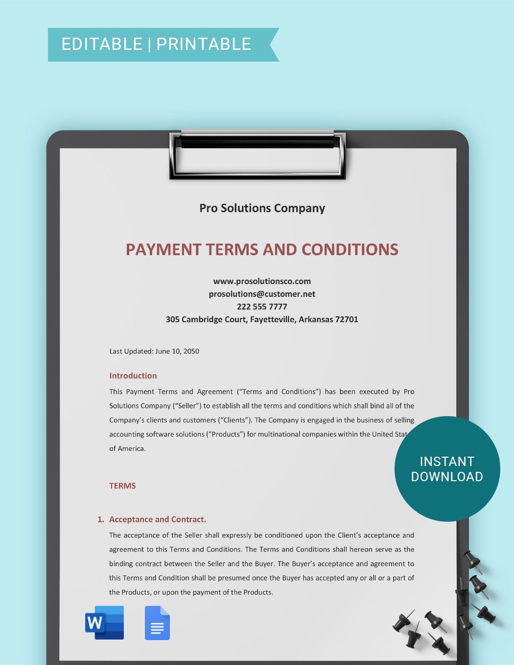 Payment Terms And Conditions Template