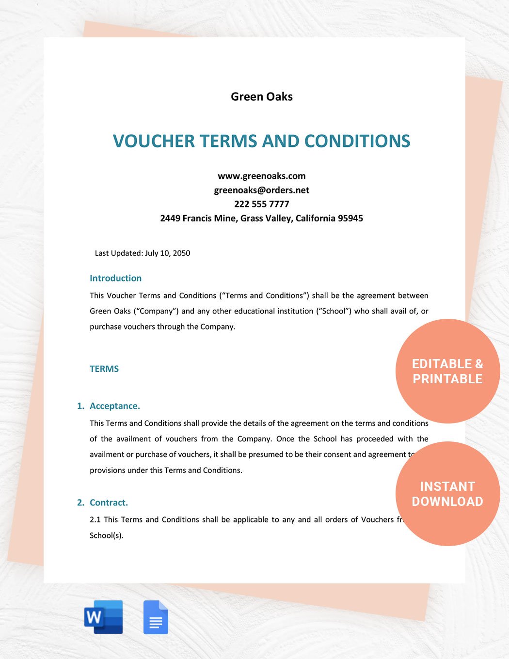Voucher Terms And Conditions Template