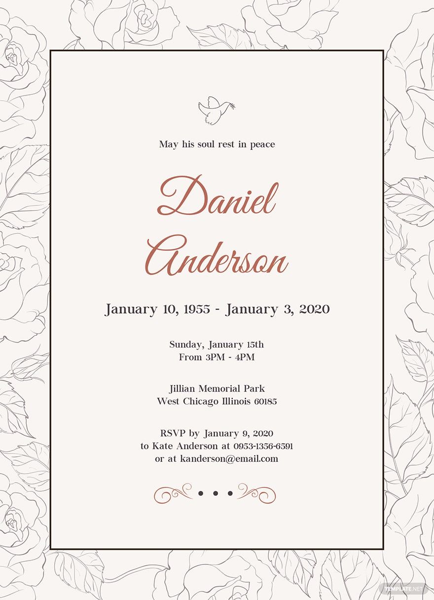 Simple Funeral Invitation Template Download In Word Google Docs Illustrator PSD Apple
