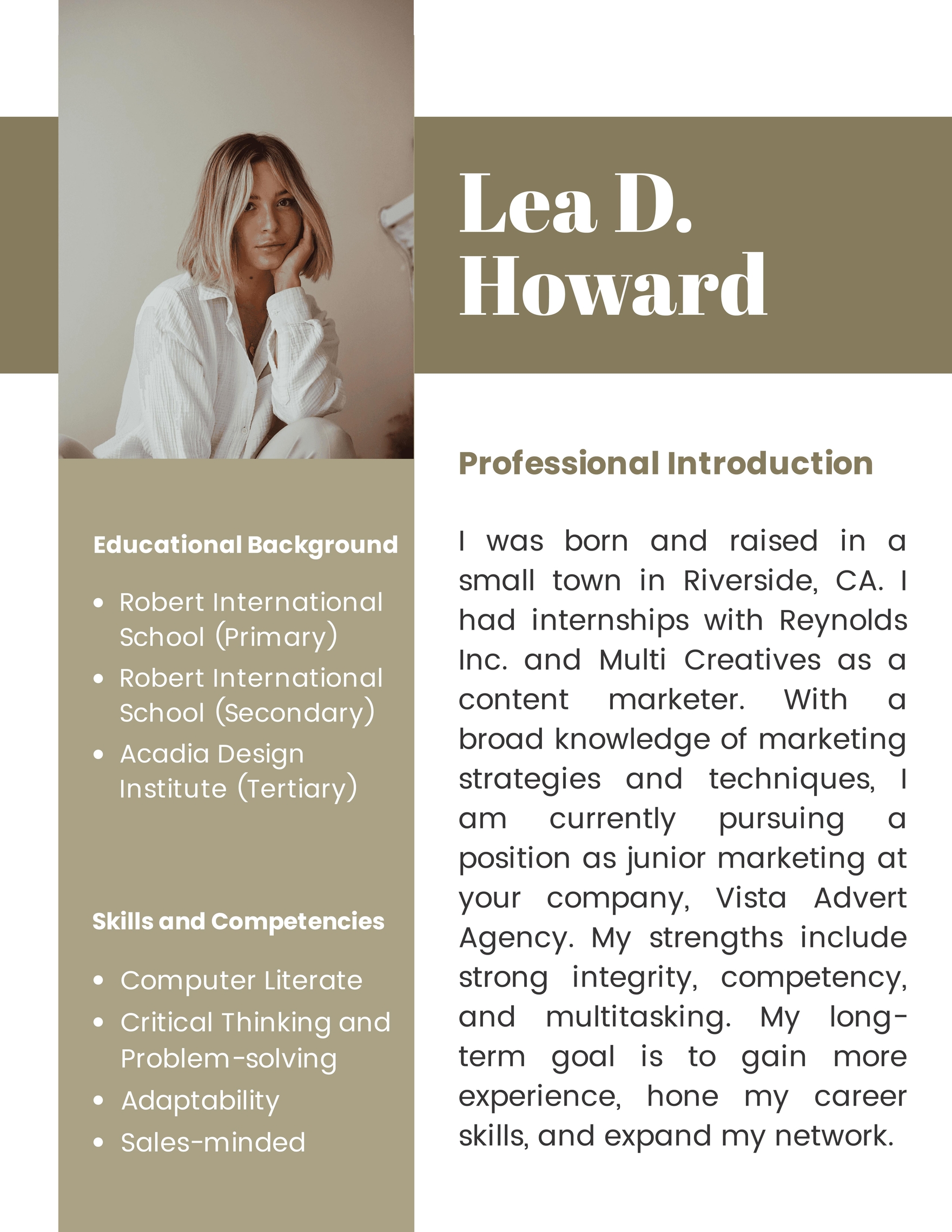 Self Introduction For Interview In Word Download Template