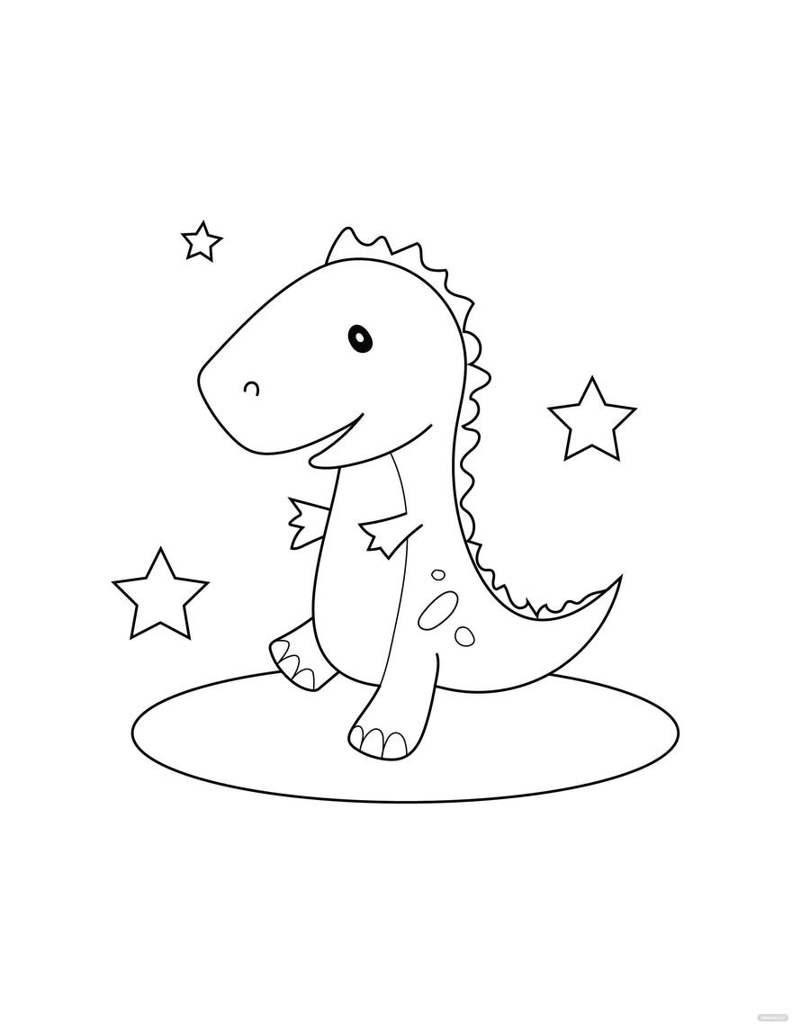 Free Cute Dinosaur Coloring Page