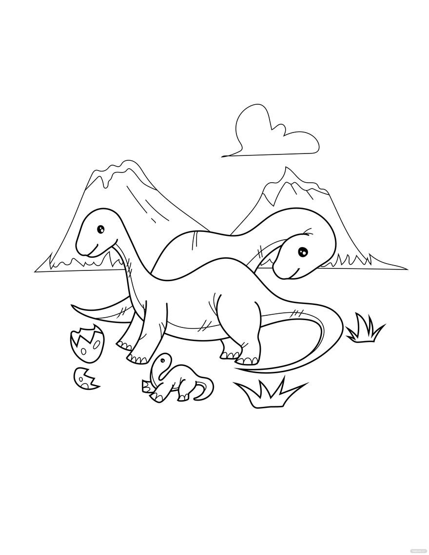 Free Dinosaur Family Coloring Page