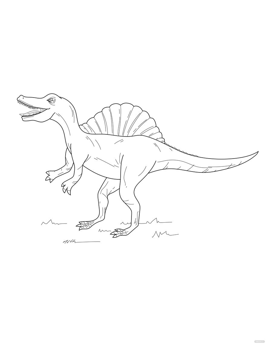 Simple Dinosaur Coloring Page - EPS, Illustrator, JPG, PNG, SVG ...