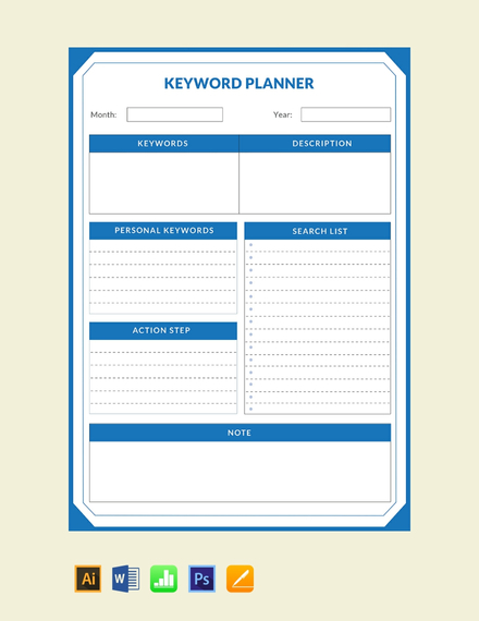 Free Keyword Planner Template Word Excel Psd