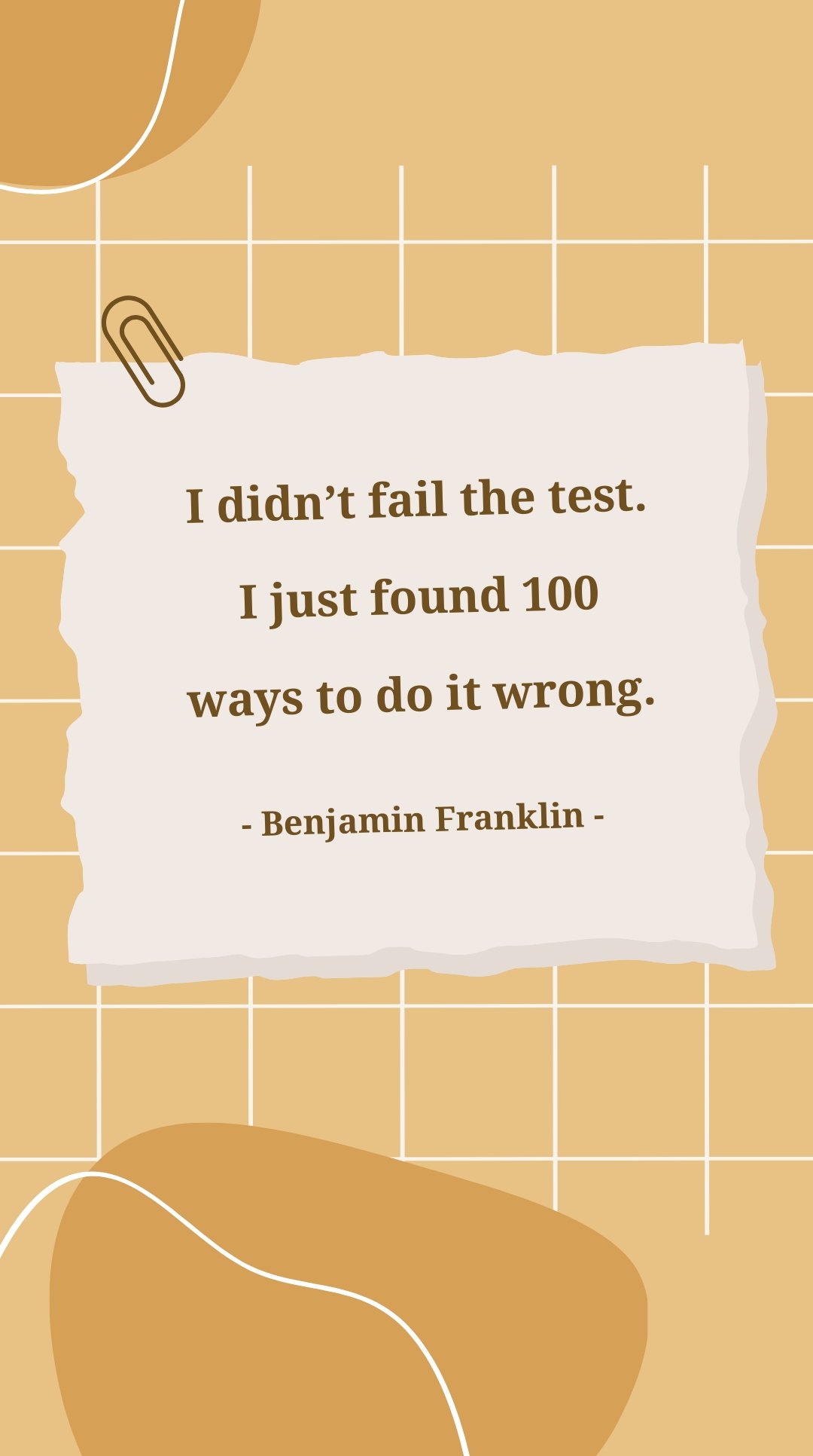 Benjamin Franklin - I didn’t fail the test. I just found 100 ways to do it wrong.