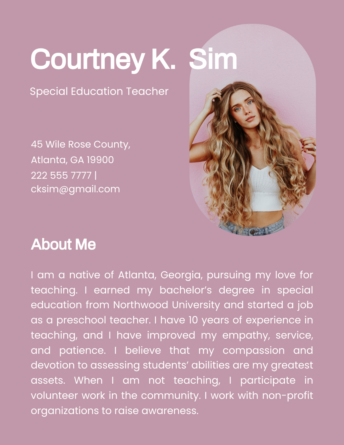 Free Self Introduction Sample Template