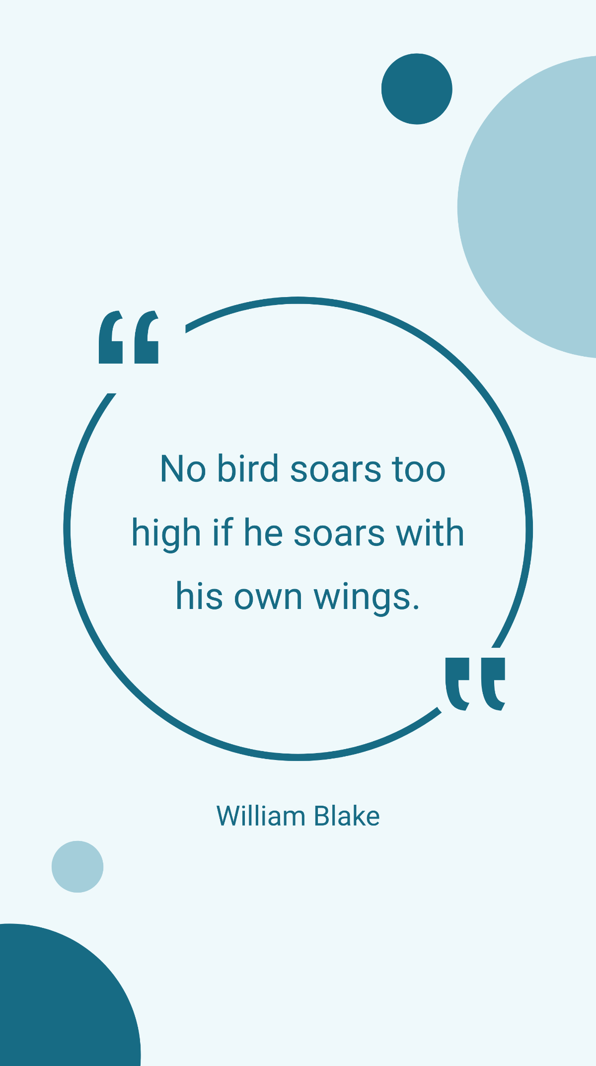 William Blake - No bird soars too high if he soars with his own wings. Template
