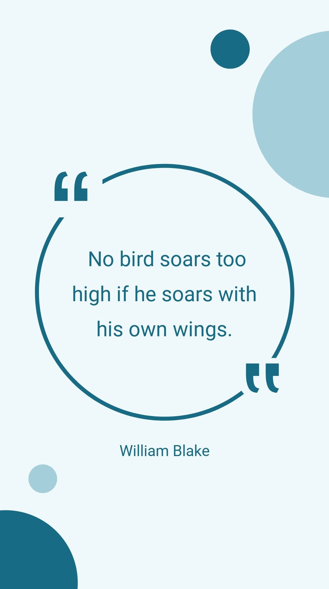 William Blake - No bird soars too high if he soars with his own wings.