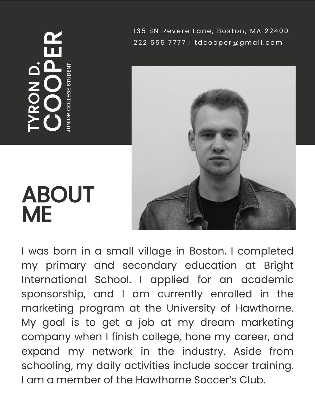 Self Introduction For College Students Template