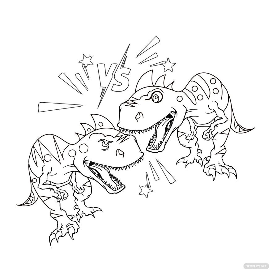 Dinosaur Fighting Coloring Page in Illustrator, SVG, JPG, EPS, PNG - Download | Template.net