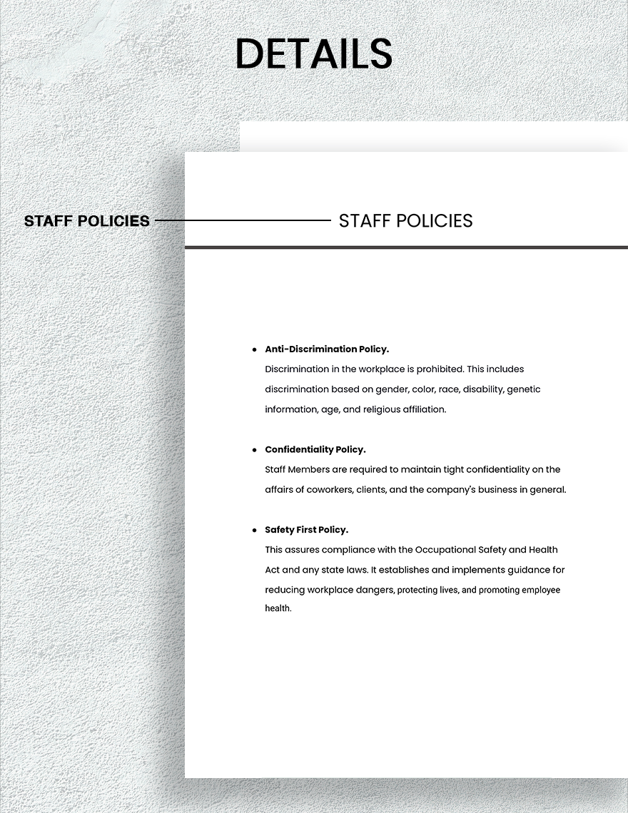 Staff Handbook Template Google Docs, Word