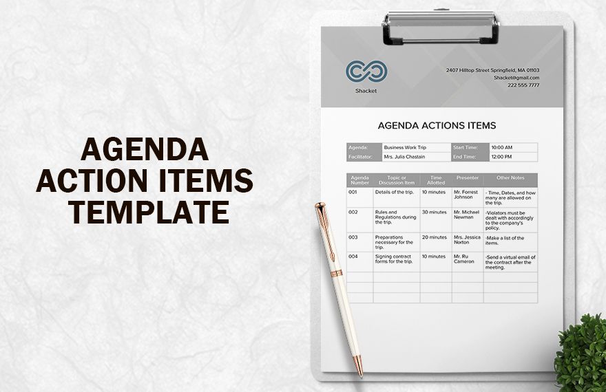 Action Items Meeting Minutes Template Google Docs, Word