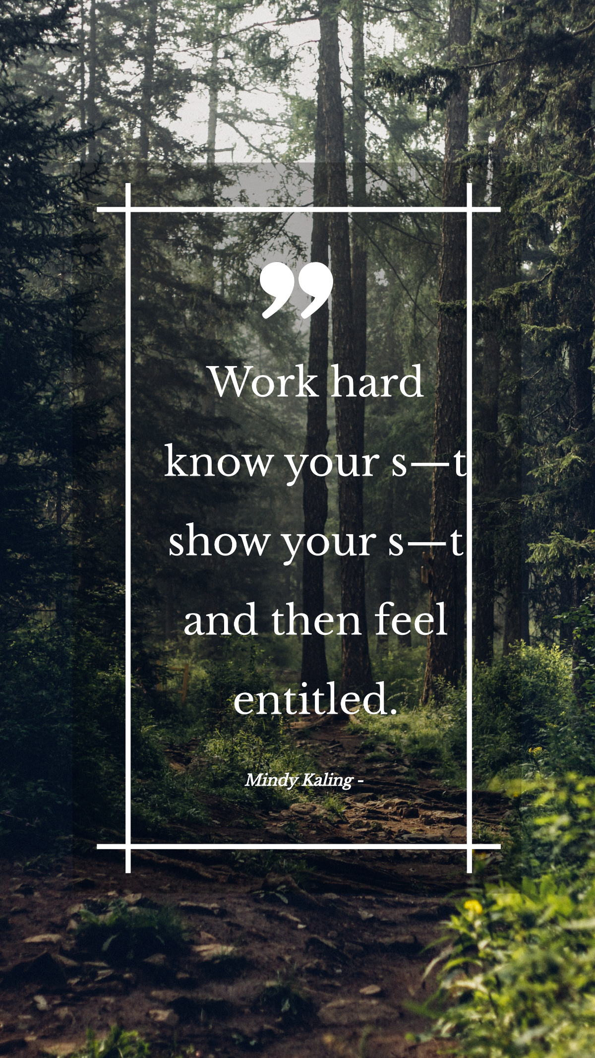 Mindy Kaling - Work hard know your s—t show your s—t and then feel entitled. Template