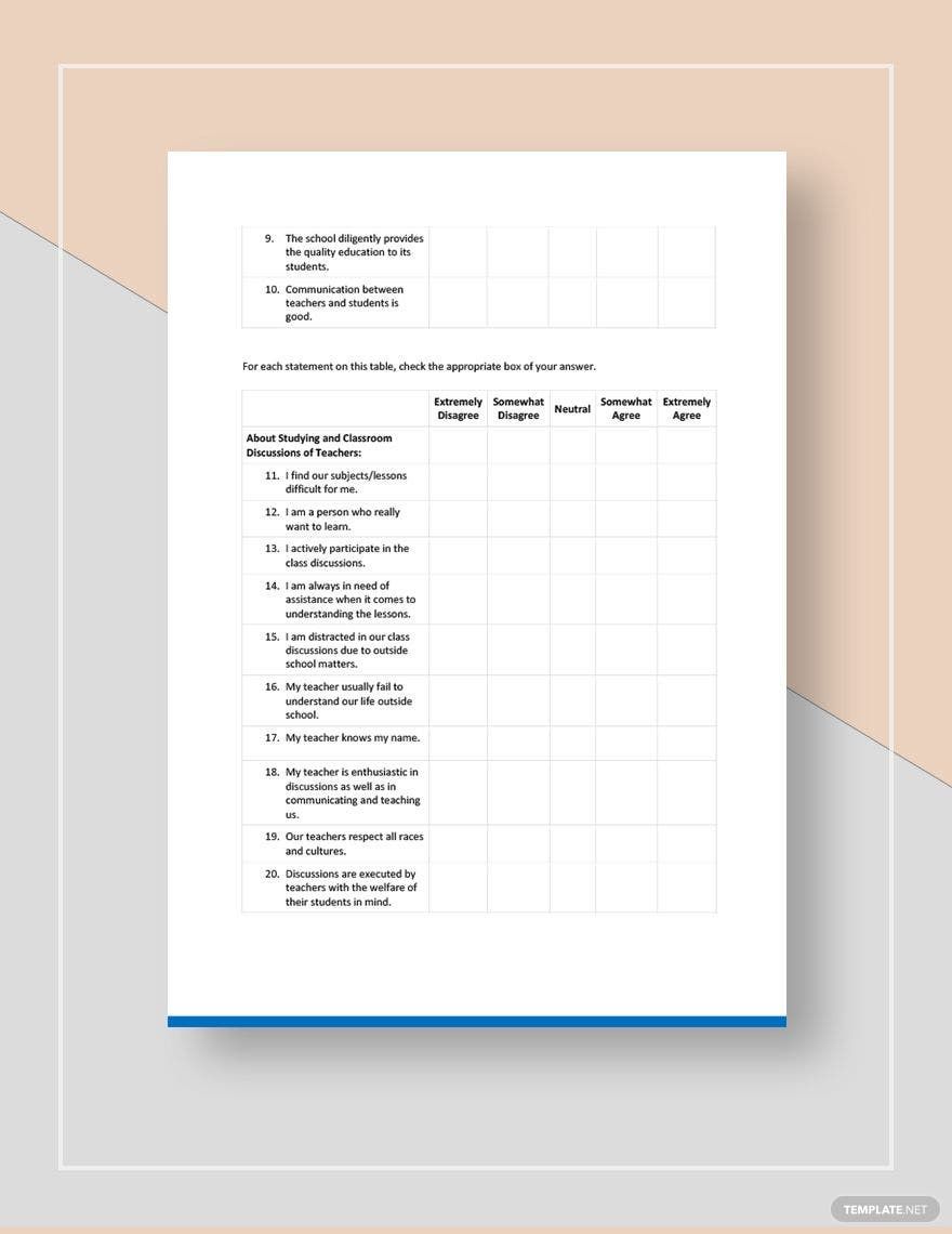 Sample Student Survey Template Google Docs Word Apple Pages 