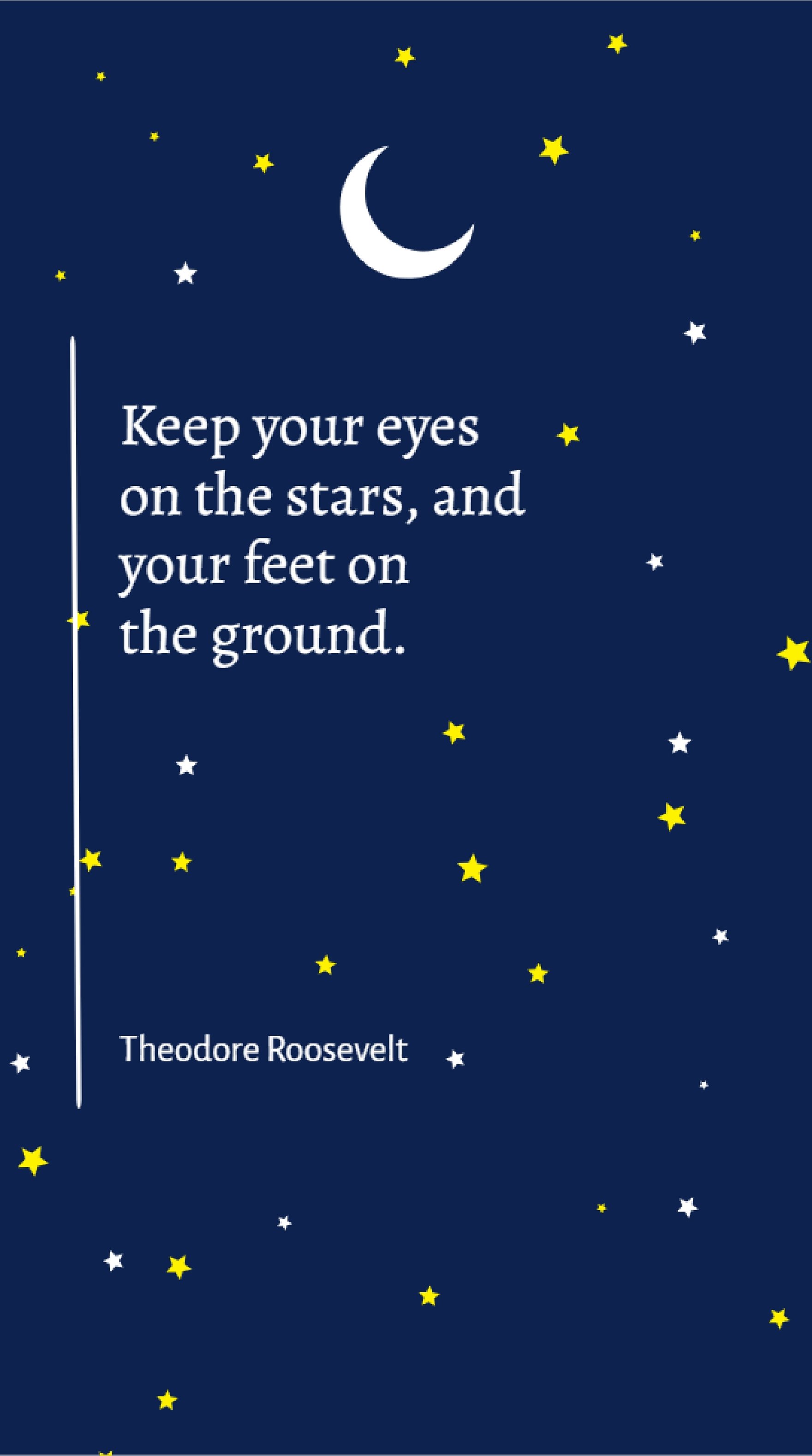 Theodore Roosevelt - Keep your eyes on the stars, and your feet on the ground.