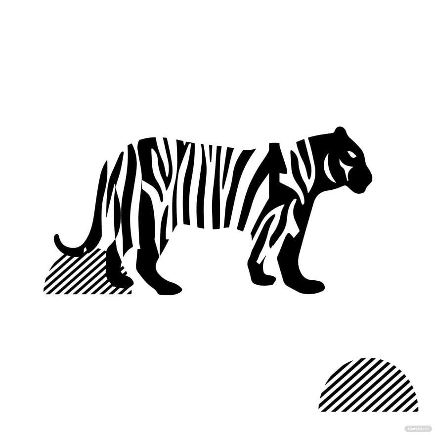Black And White Tiger Clipart in Illustrator, EPS, SVG, JPG, PNG