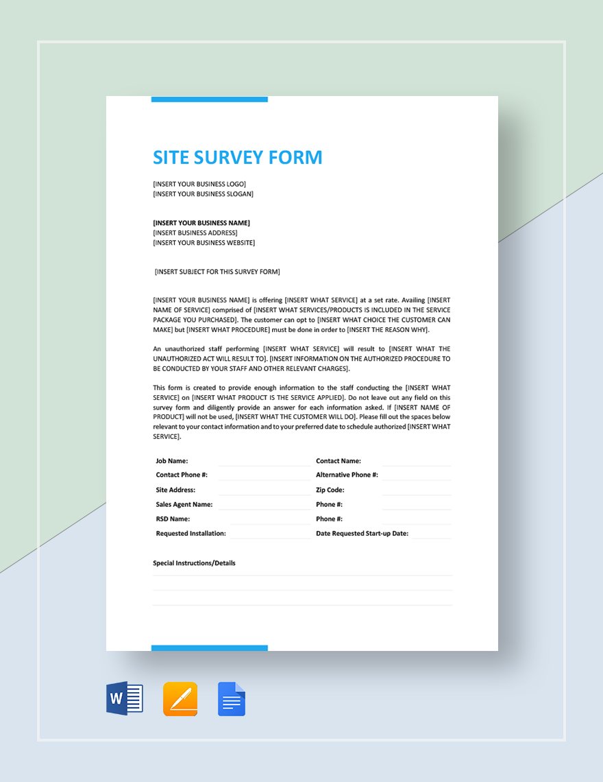 Site Survey Form Template