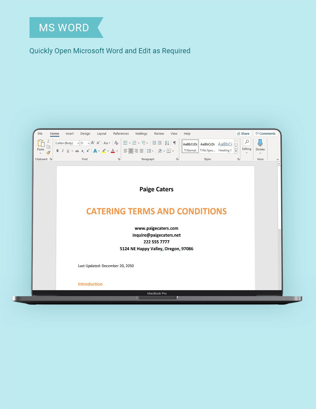 Catering Terms And Conditions Template
