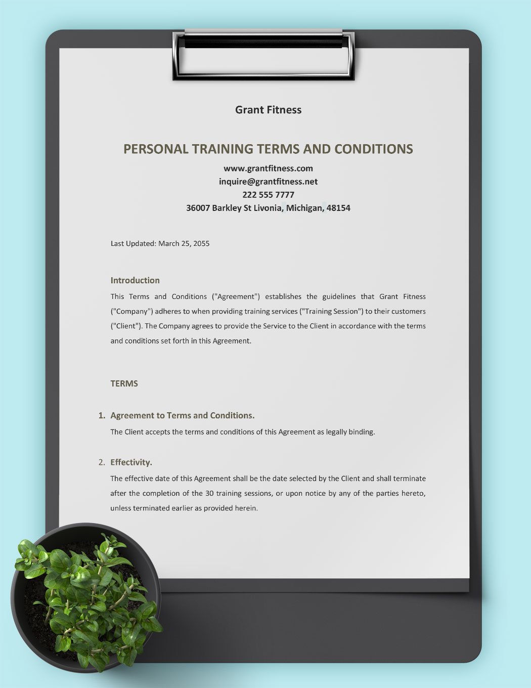 Personal Training Terms And Conditions Template