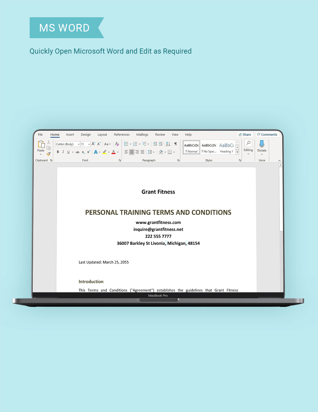 Personal Training Terms And Conditions Template
