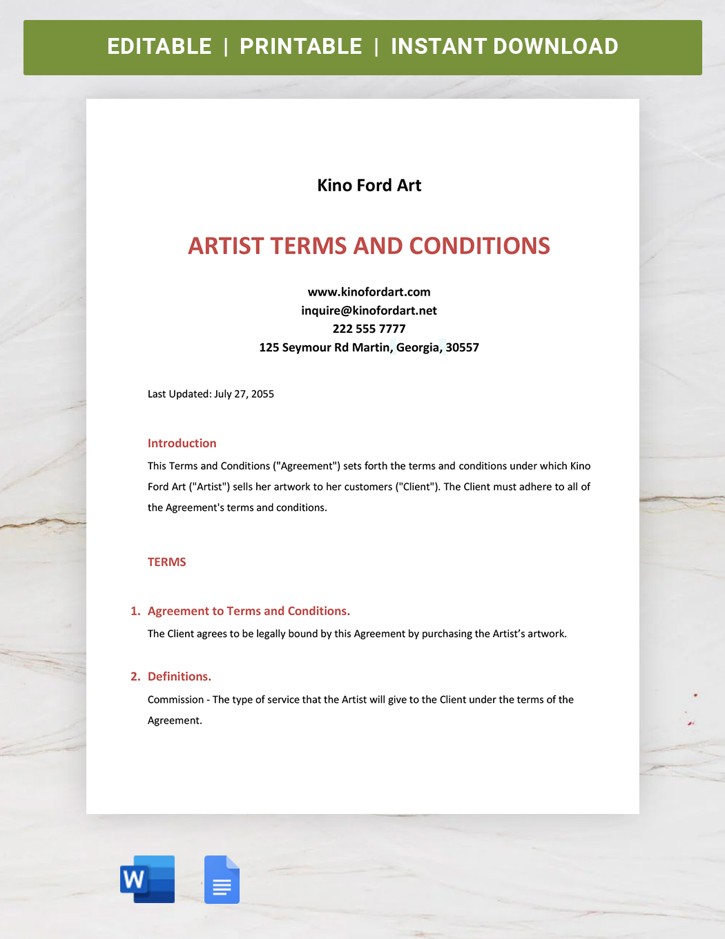 Online Shop Terms And Conditions Template Word