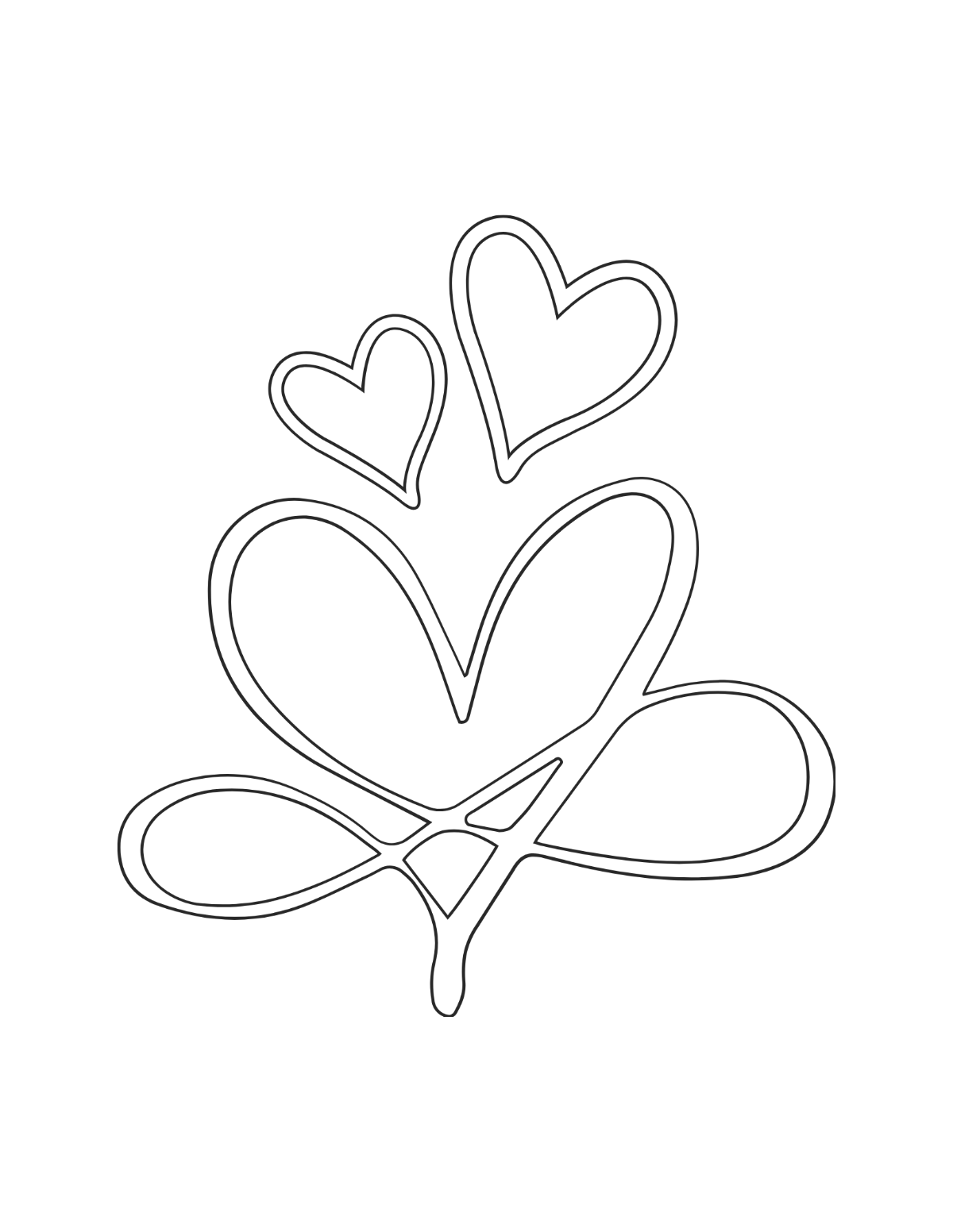 Abstract Heart Outline Coloring Page Template
