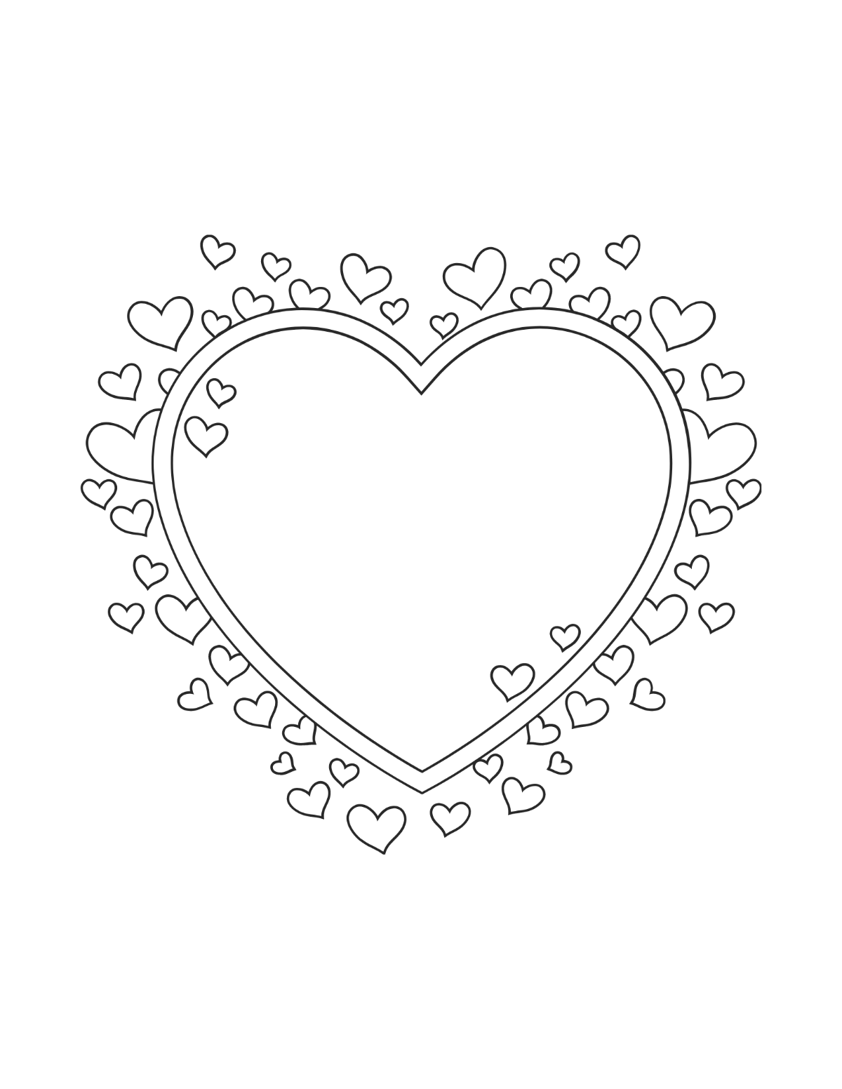 Heart Frame Coloring Page Template