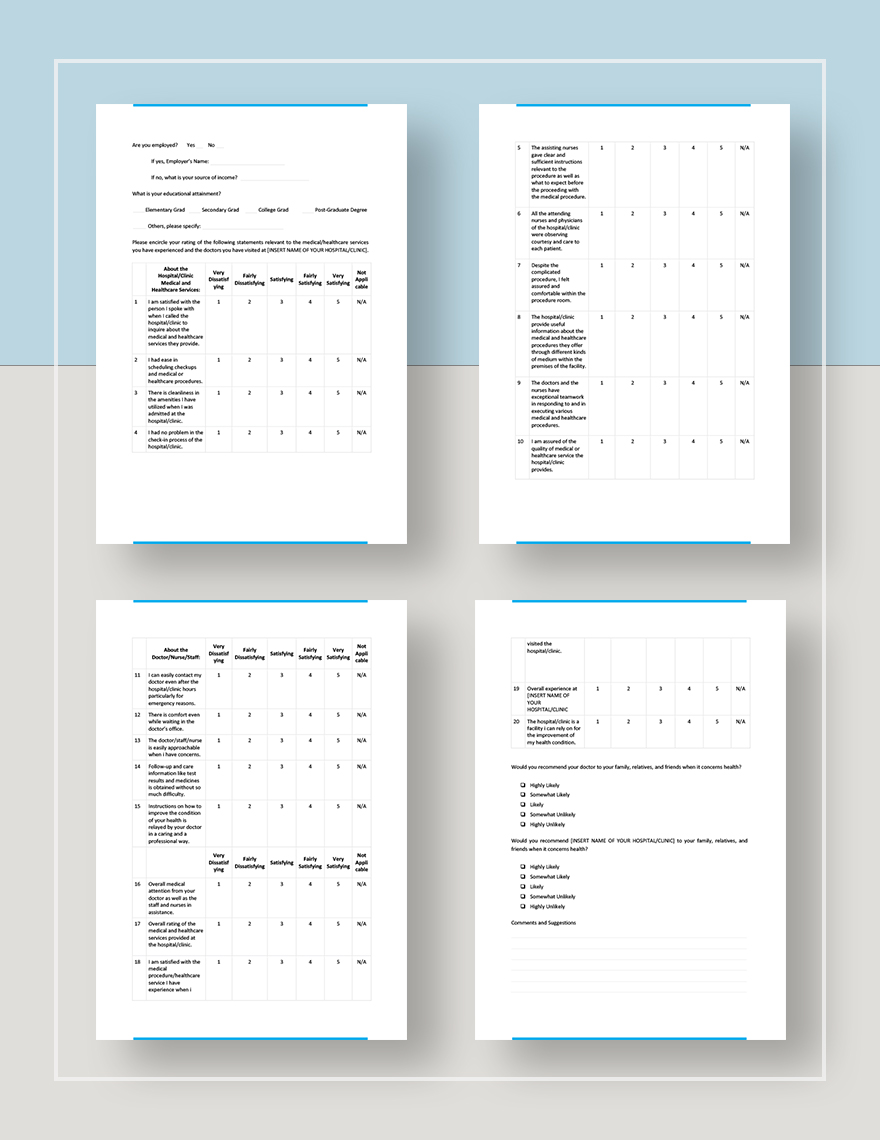 Patient Satisfaction Survey Template Download in Word Google Docs Patient Satisfaction Survey Template Download in Word Google Docs