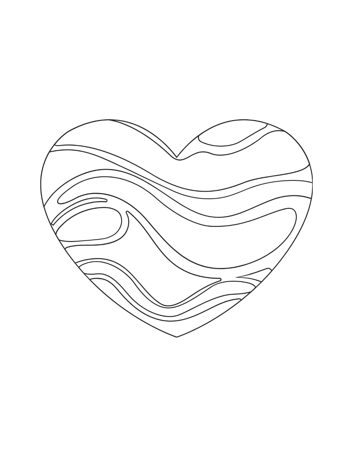 Black Heart Coloring Page Template
