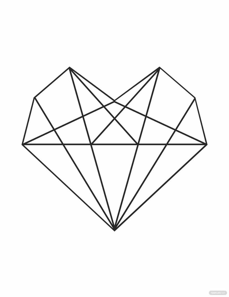 Free Diamond Heart Coloring Page
