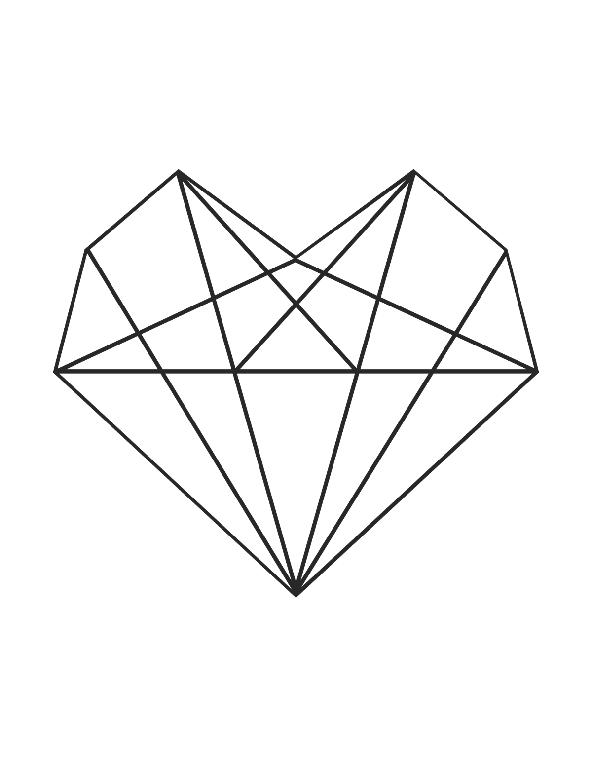 Diamond Heart Coloring Page Template