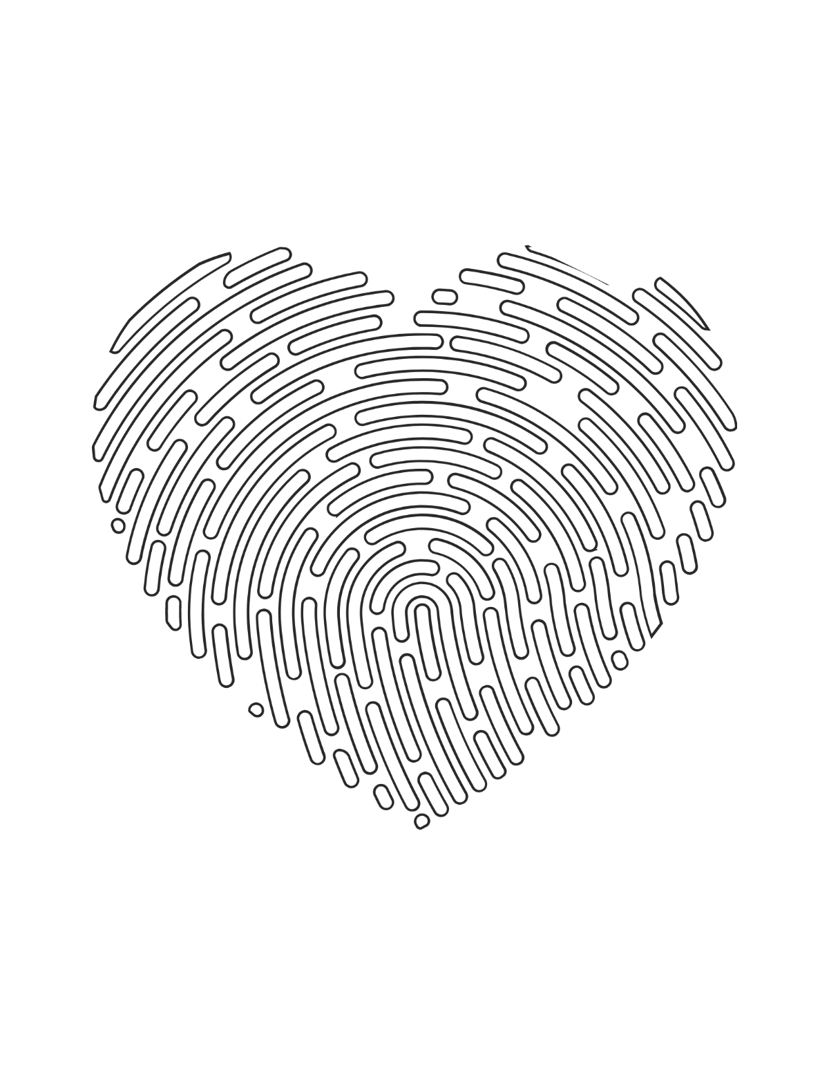 Fingerprint Heart Coloring Page Template