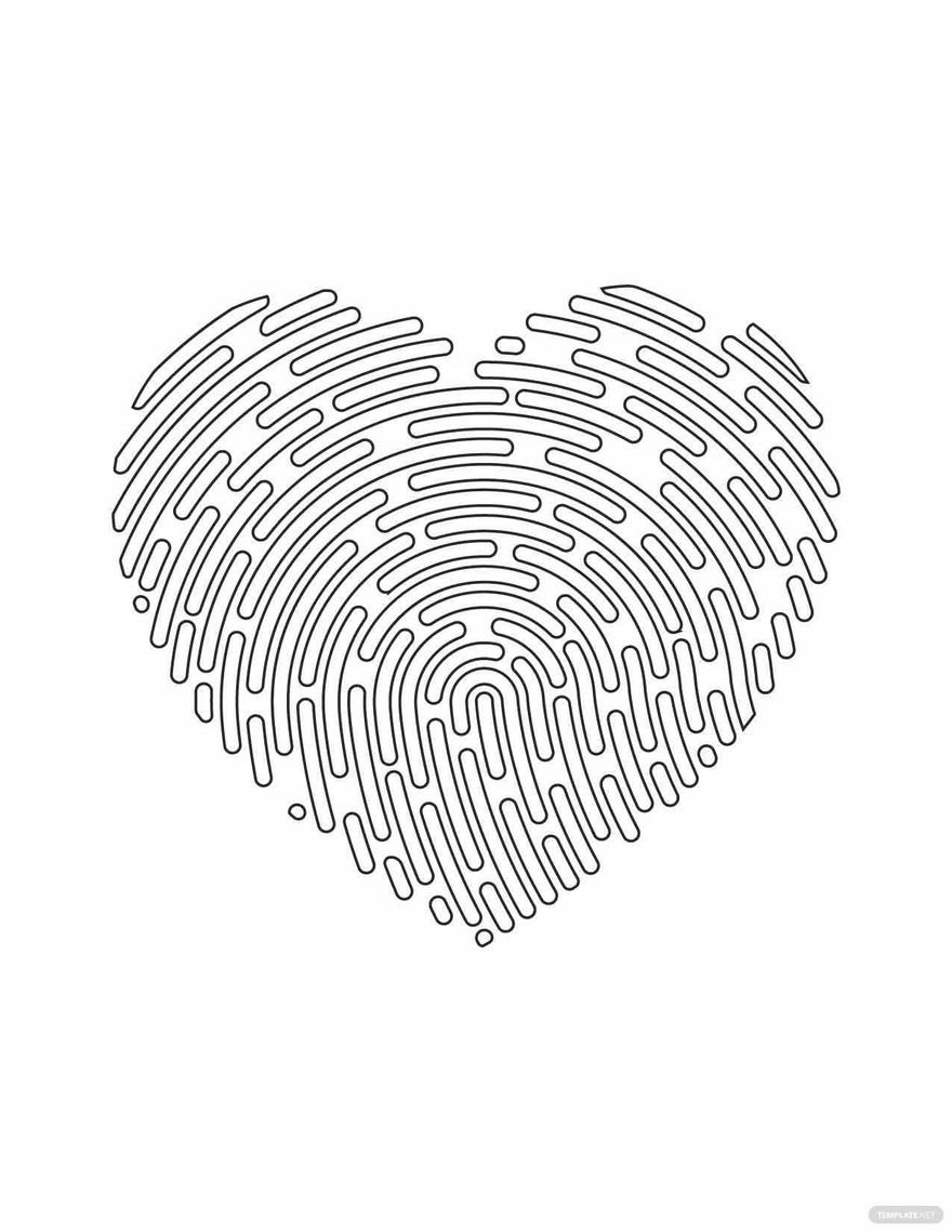 Free Fingerprint Heart Coloring Page