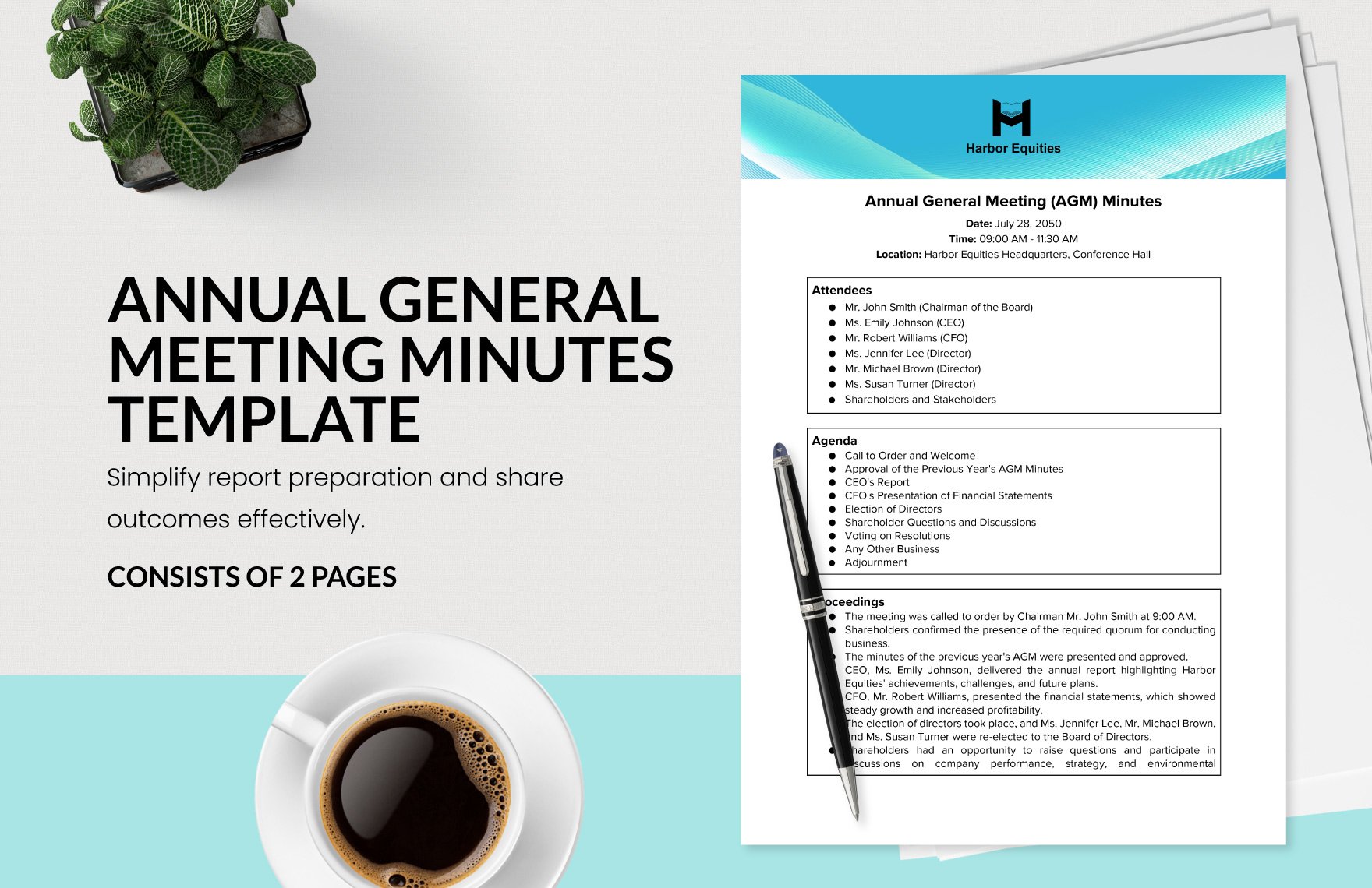 Annual General Meeting Minutes Template