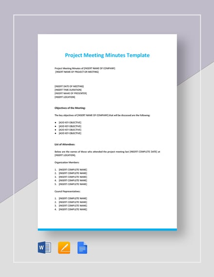 presentation meeting minutes template