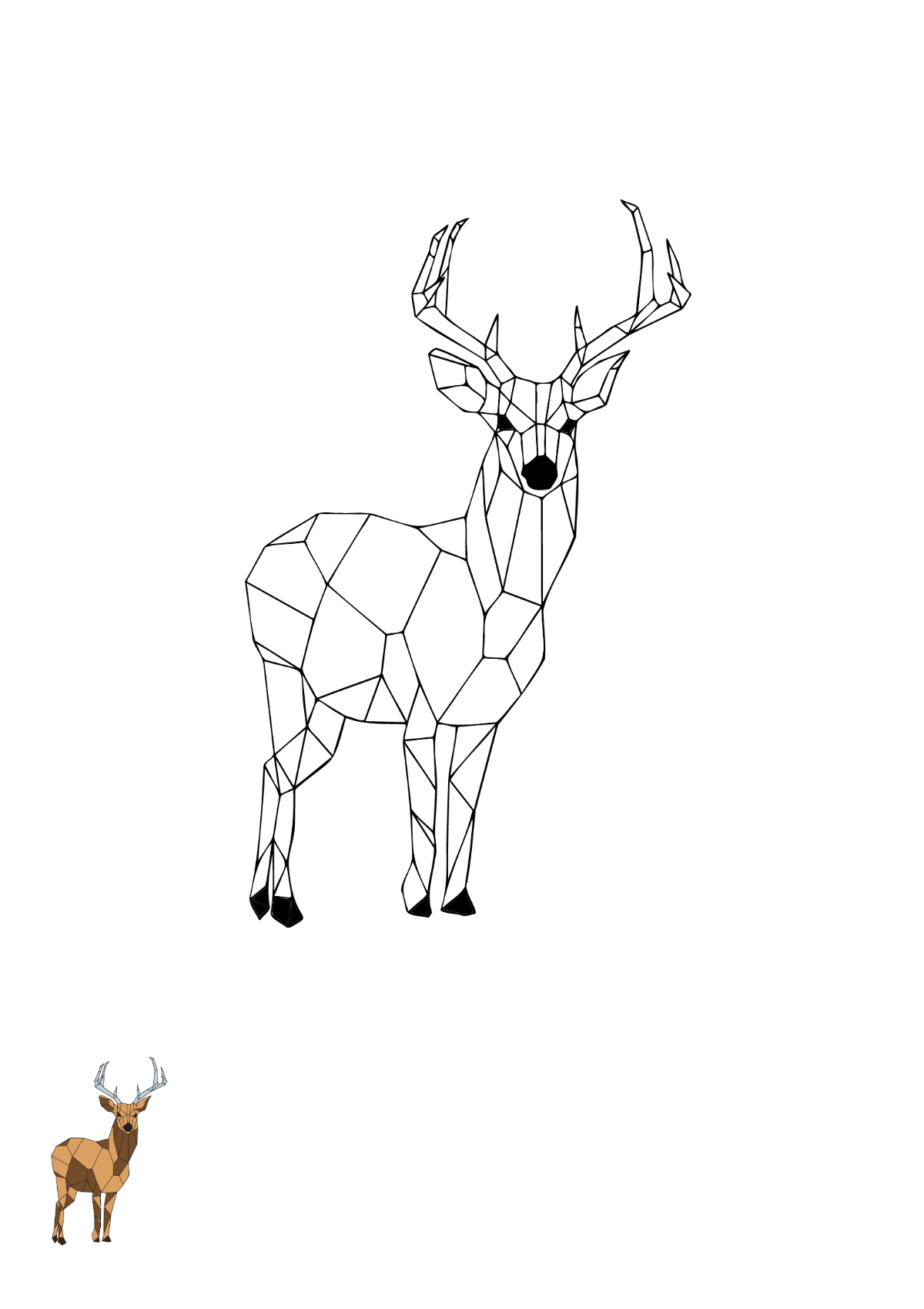Geometric Deer Coloring Page Template