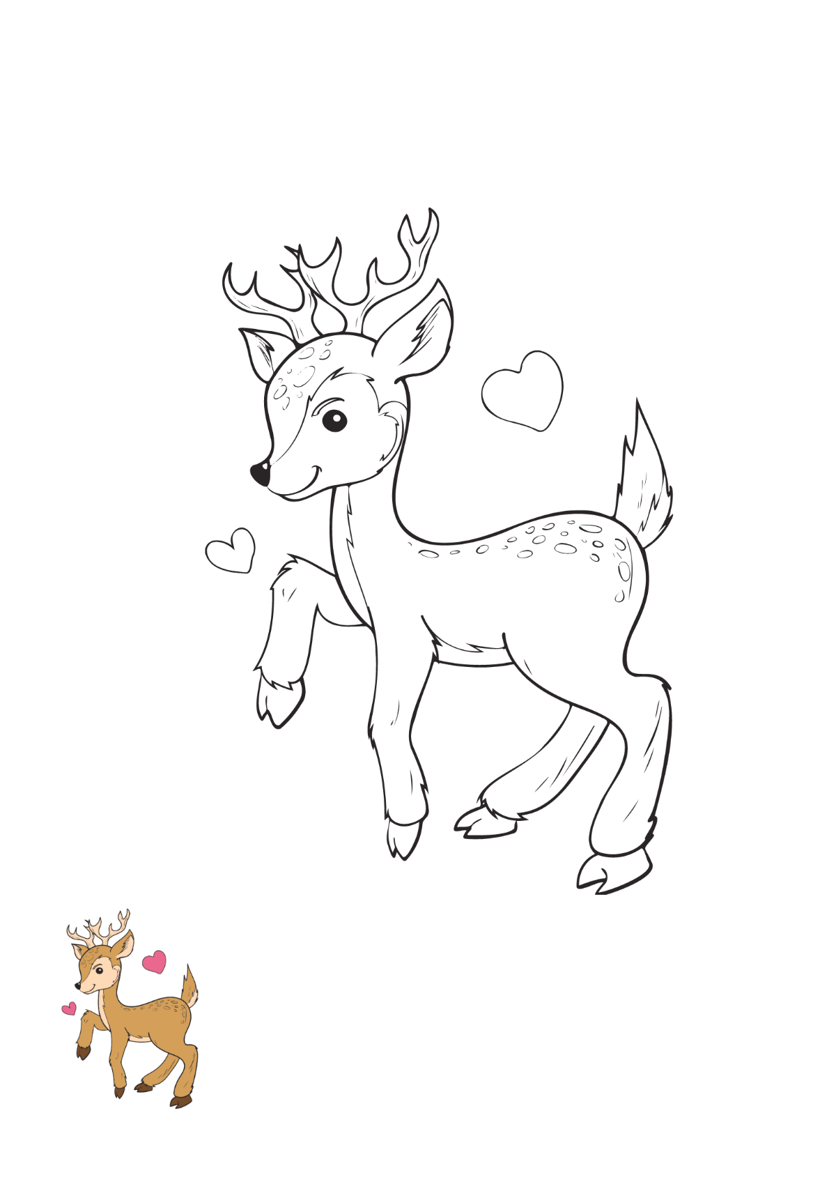 Cartoon Deer Coloring Page Template