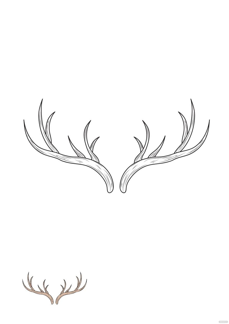 Free Deer Antlers Coloring Page