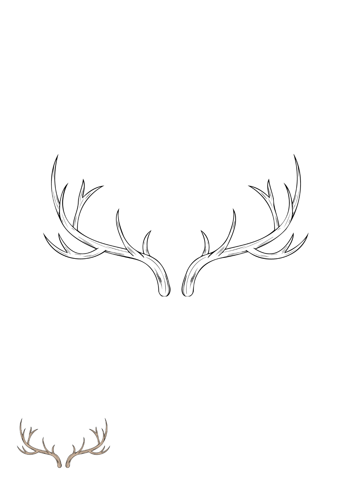 Free Deer Horn Coloring Page Template