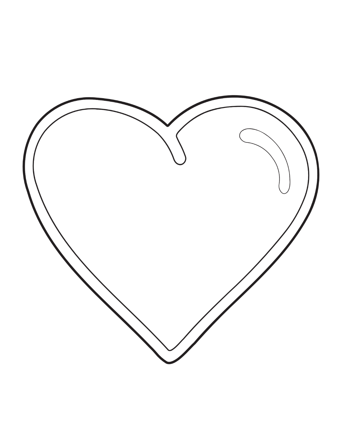 Heart Shape Outline Coloring Page Template