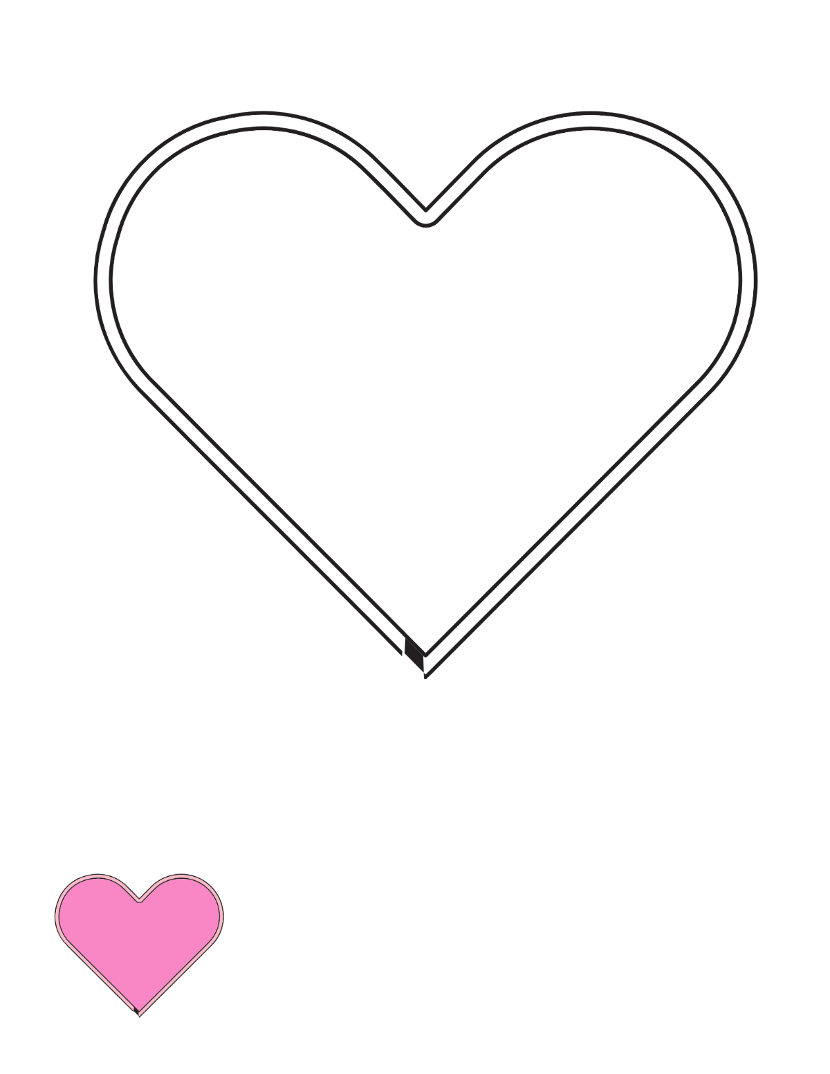 Simple Heart Outline Coloring Page Template