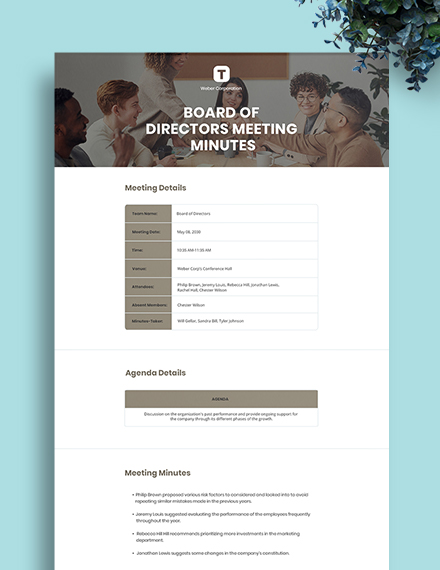 Church Board Meeting Minutes Template | Template.net