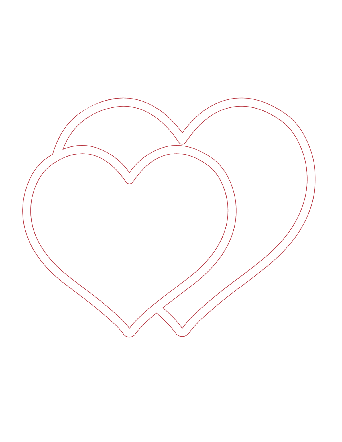 Red Heart Outline Coloring Page Template