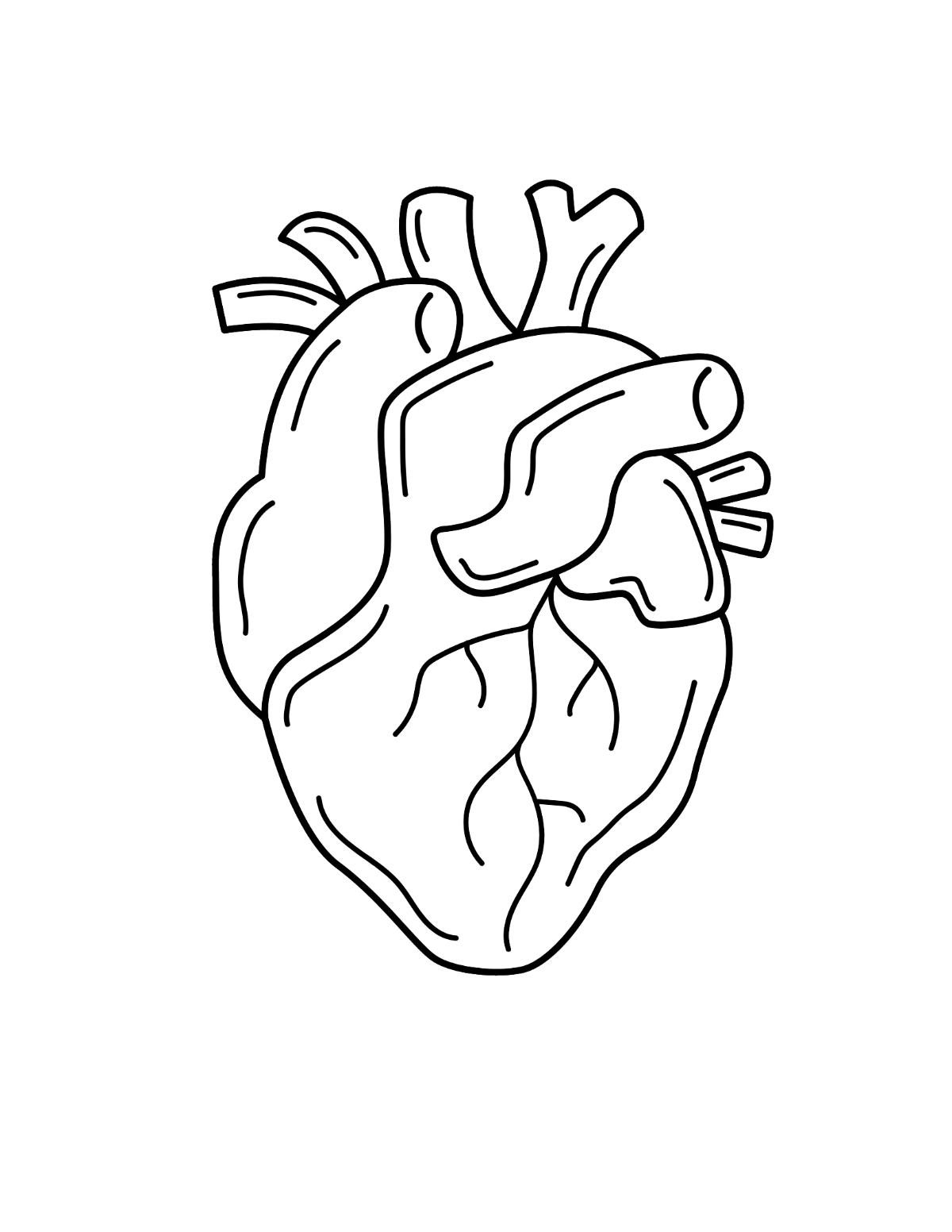 Real Heart Outline Coloring Page Template