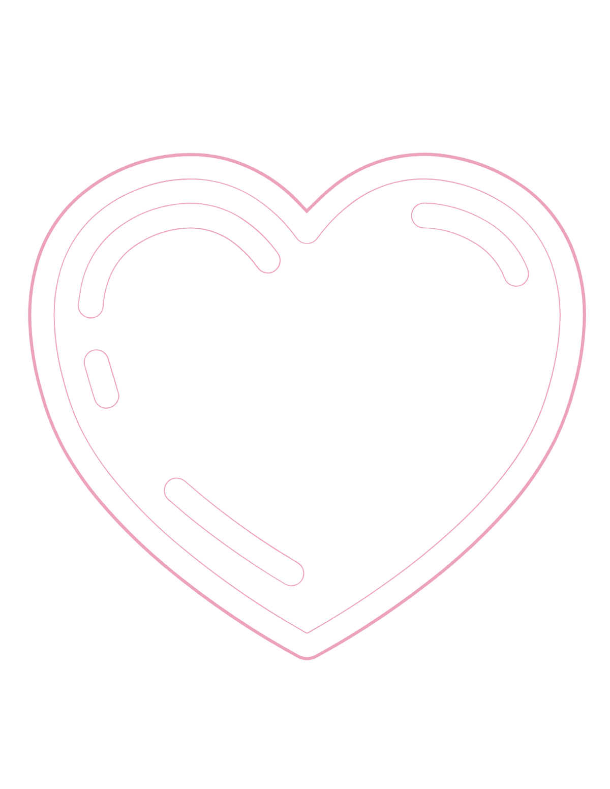 Pink Heart Outline Coloring Page Template