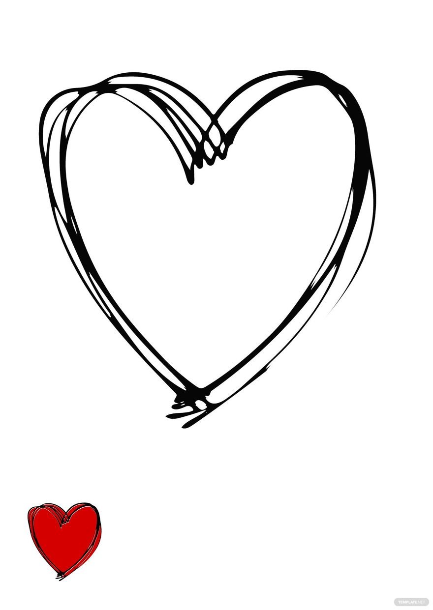 Heart Outline Sketch Coloring Page in PDF, JPG
